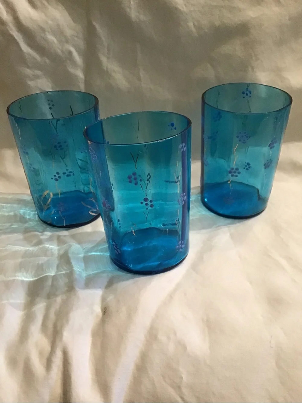 Blue Glass Ruffled Pitcher - Decorative Home Accent
